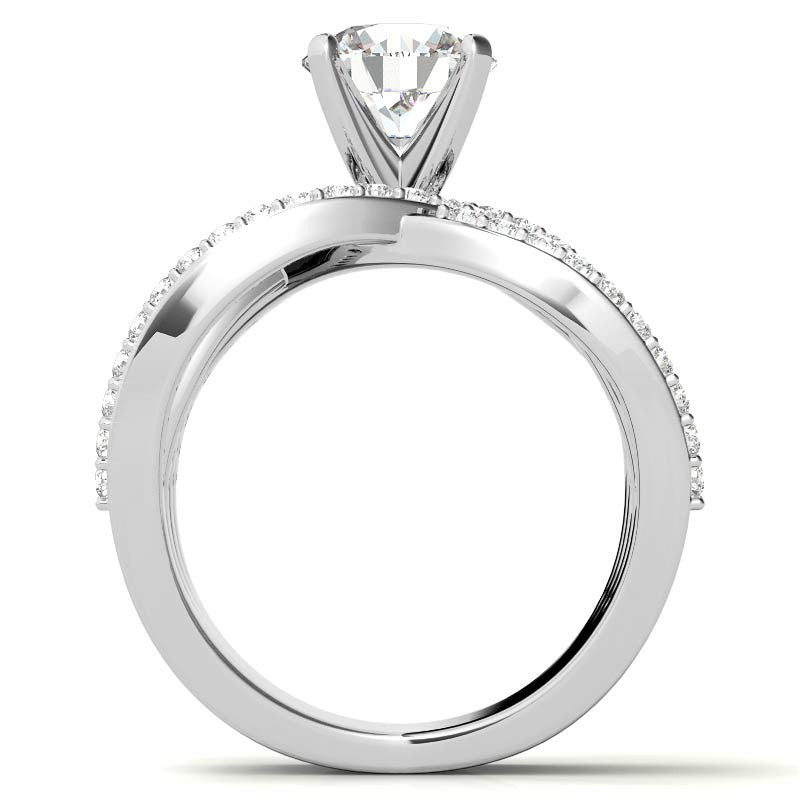 Round Brilliant Moissanite Woven Multi-Band Engagement Ring, 0.84ct