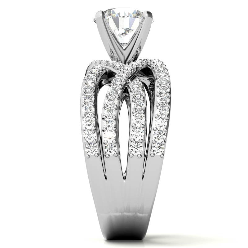 Round Brilliant Moissanite Woven Multi-Band Engagement Ring, 0.84ct