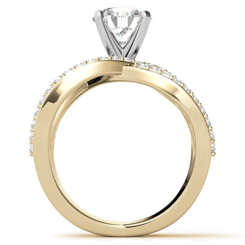 Round Brilliant Moissanite Woven Multi-Band Engagement Ring, 0.84ct