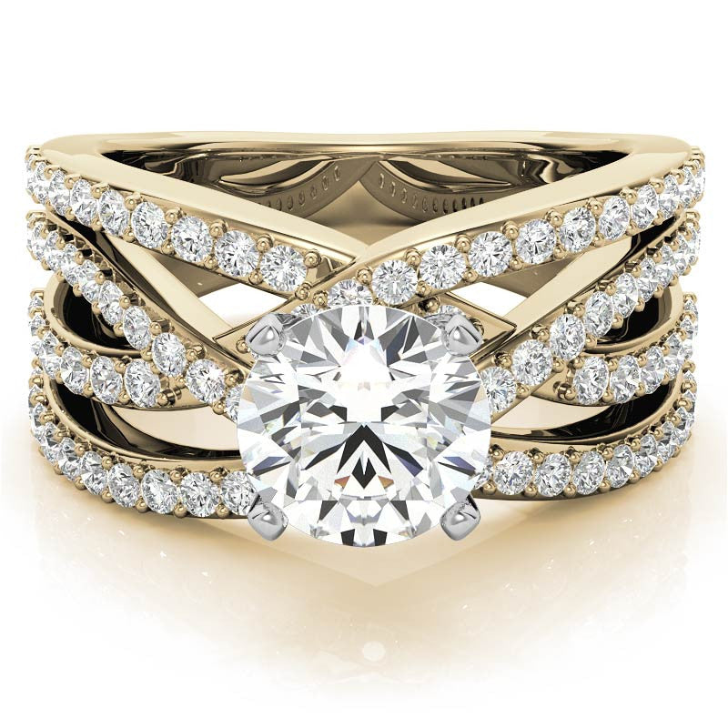 Round Brilliant Moissanite Woven Multi-Band Engagement Ring, 0.84ct