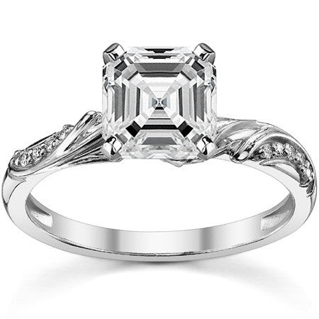 Round Brilliant Moissanite Floral Accent Engagement Ring Setting