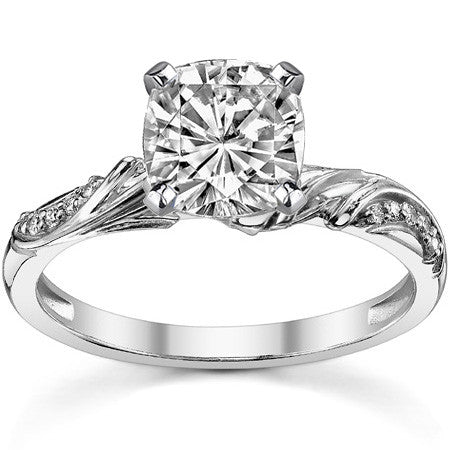 Round Brilliant Moissanite Floral Accent Engagement Ring Setting