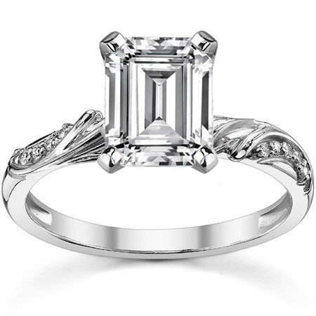 Round Brilliant Moissanite Floral Accent Engagement Ring Setting