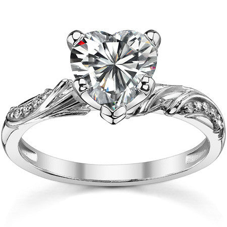 Round Brilliant Moissanite Floral Accent Engagement Ring Setting