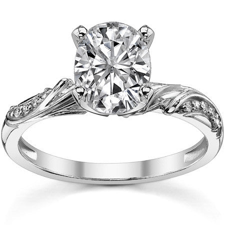 Round Brilliant Moissanite Floral Accent Engagement Ring Setting