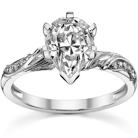 Round Brilliant Moissanite Floral Accent Engagement Ring Setting