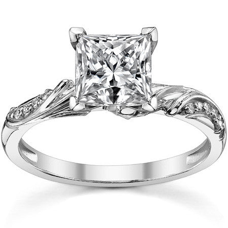 Round Brilliant Moissanite Floral Accent Engagement Ring Setting