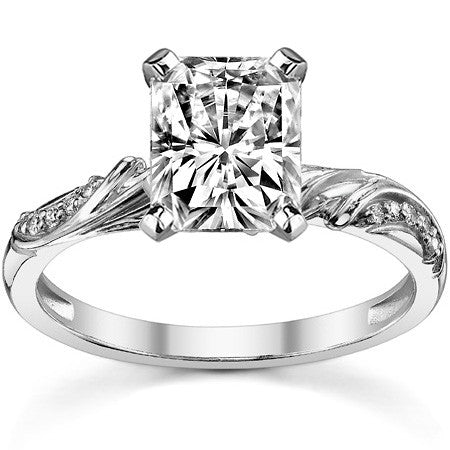 Round Brilliant Moissanite Floral Accent Engagement Ring Setting