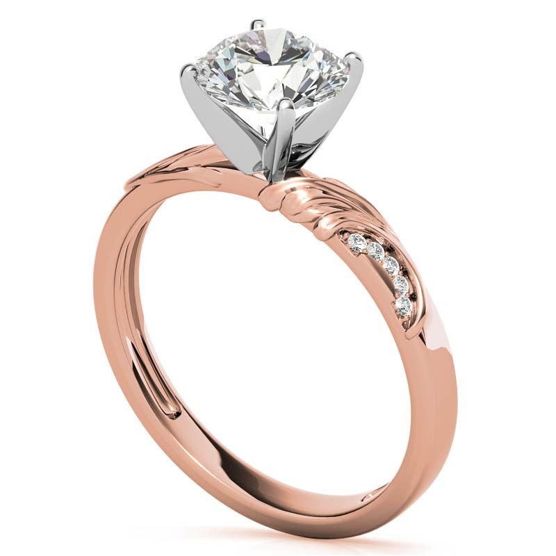Round Brilliant Moissanite Floral Accent Engagement Ring Setting