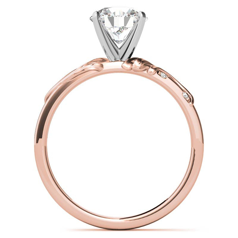 Round Brilliant Moissanite Floral Accent Engagement Ring Setting
