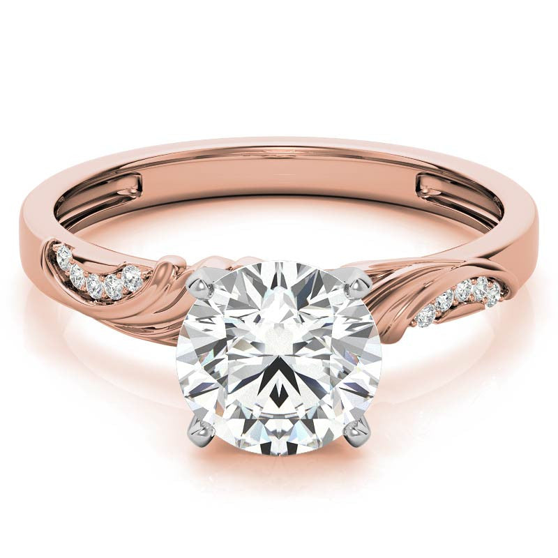 Round Brilliant Moissanite Floral Accent Engagement Ring Setting