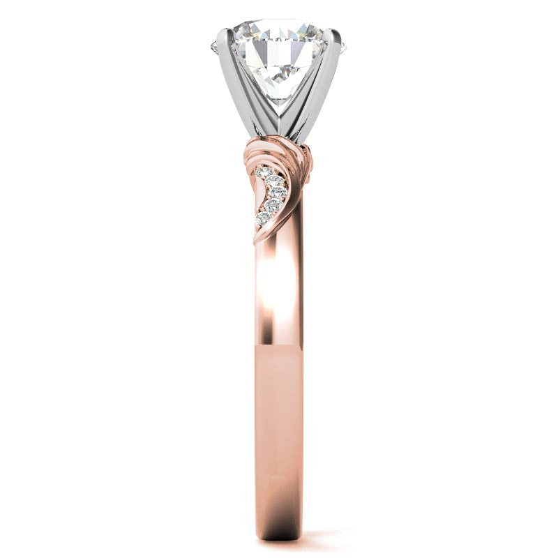 Round Brilliant Moissanite Floral Accent Engagement Ring Setting