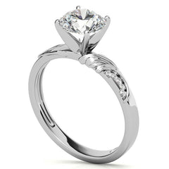 Round Brilliant Moissanite Floral Accent Engagement Ring Setting
