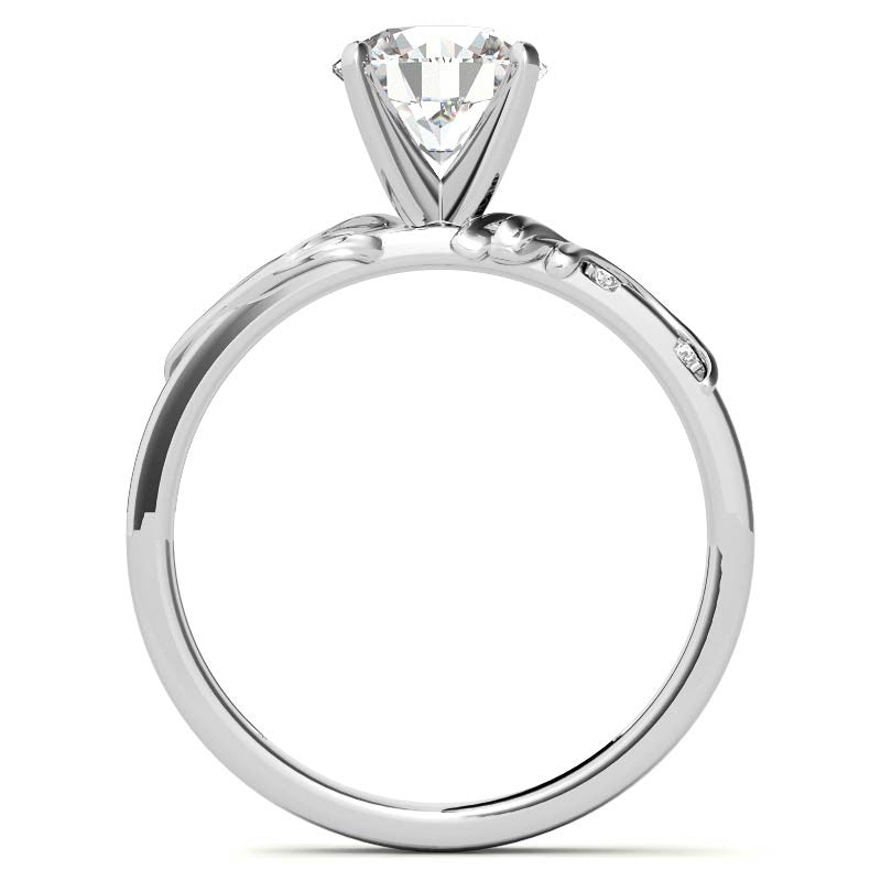 Round Brilliant Moissanite Floral Accent Engagement Ring Setting
