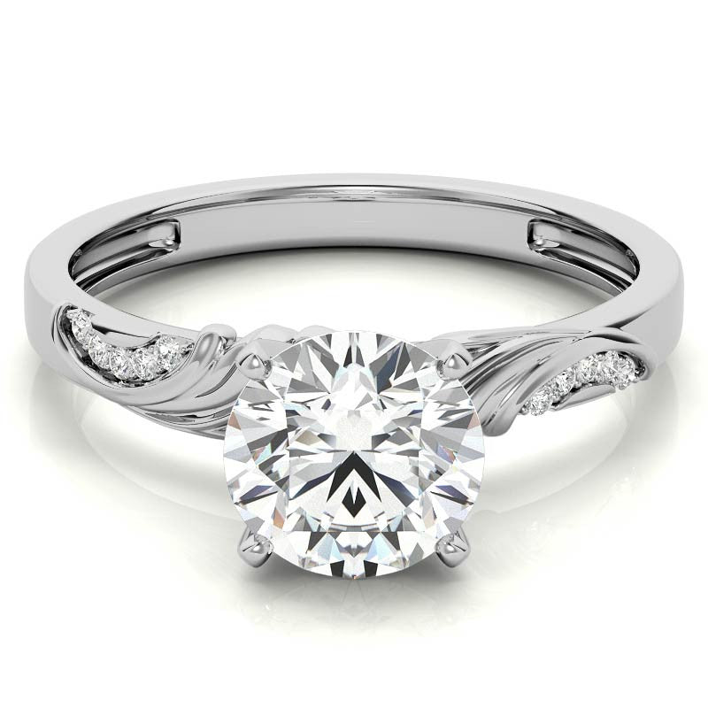 Round Brilliant Moissanite Floral Accent Engagement Ring Setting