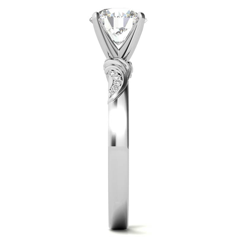 Round Brilliant Moissanite Floral Accent Engagement Ring Setting