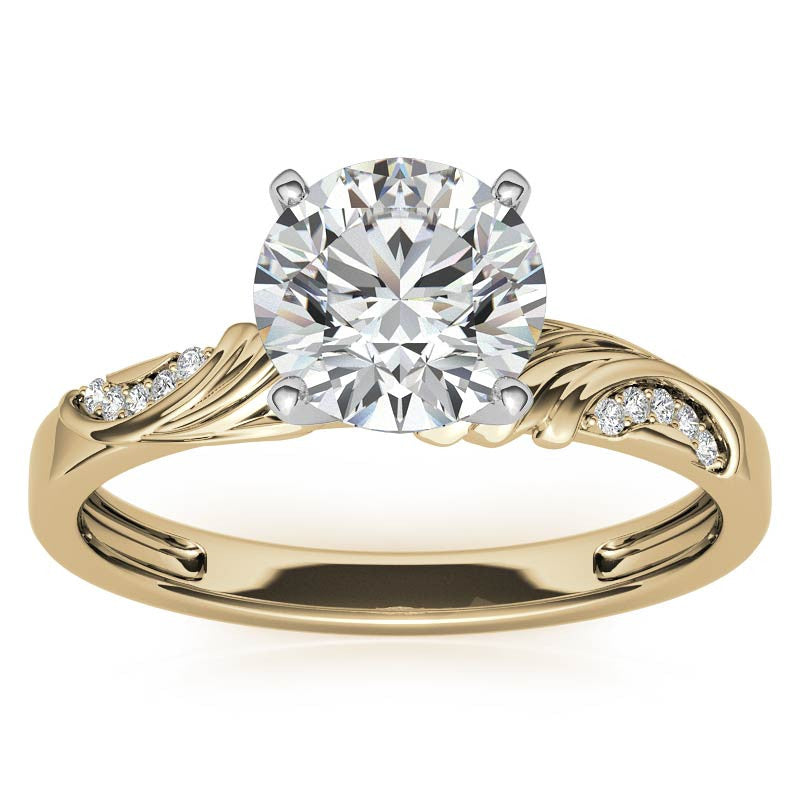 Round Brilliant Moissanite Floral Accent Engagement Ring Setting
