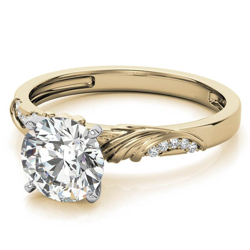 Round Brilliant Moissanite Floral Accent Engagement Ring Setting