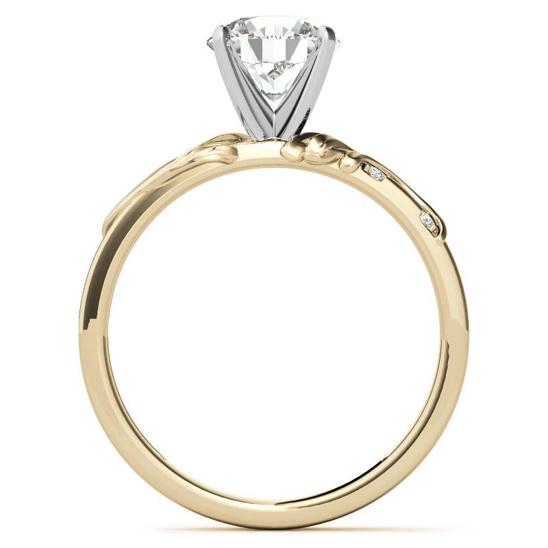 Round Brilliant Moissanite Floral Accent Engagement Ring Setting