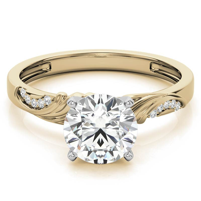 Round Brilliant Moissanite Floral Accent Engagement Ring Setting