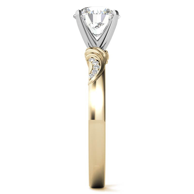 Round Brilliant Moissanite Floral Accent Engagement Ring Setting