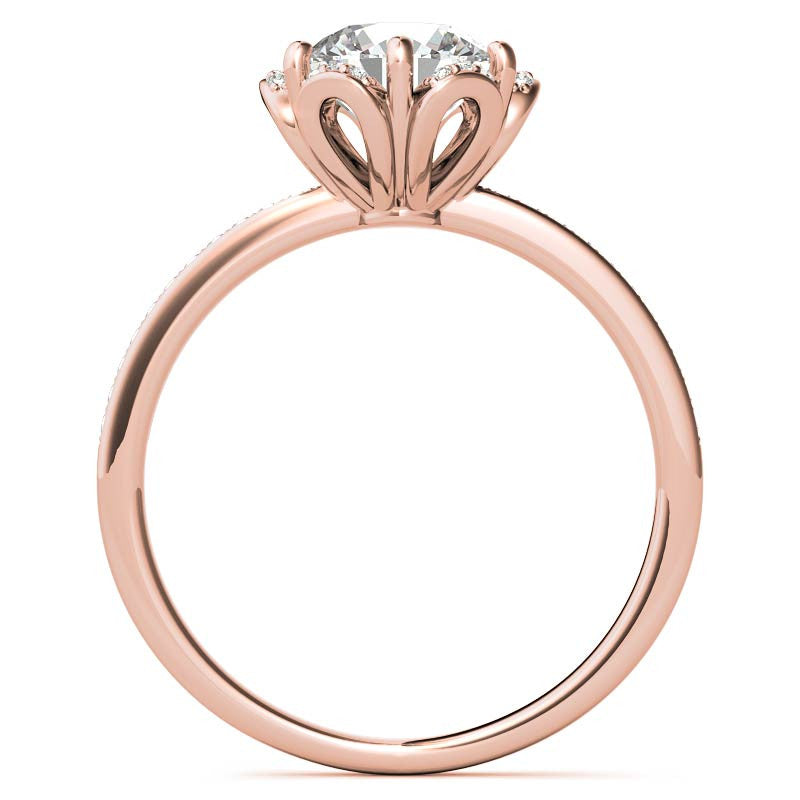 Round Brilliant Moissanite Floral Style Halo Ring