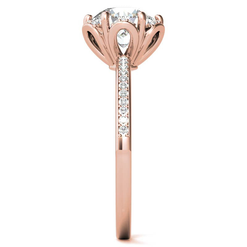 Round Brilliant Moissanite Floral Style Halo Ring