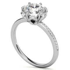 Round Brilliant Moissanite Floral Style Halo Ring