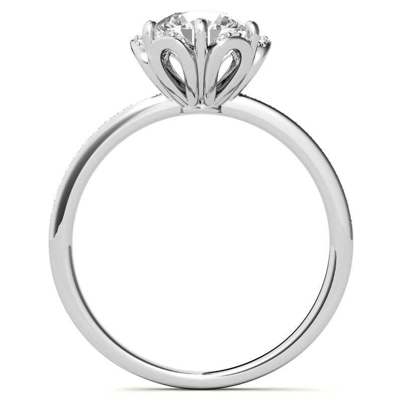Round Brilliant Moissanite Floral Style Halo Ring