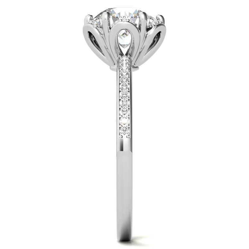 Round Brilliant Moissanite Floral Style Halo Ring