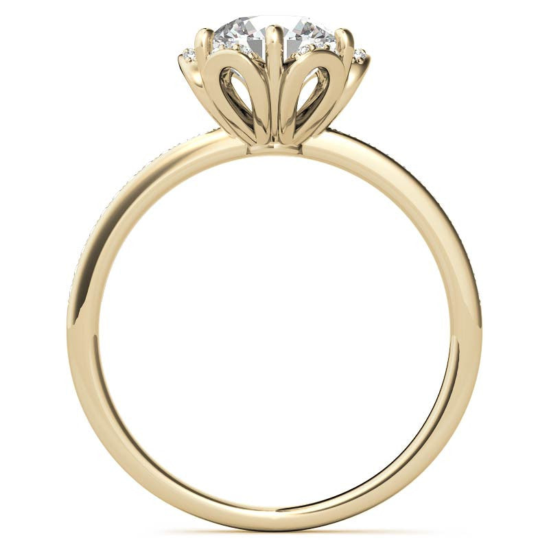Round Brilliant Moissanite Floral Style Halo Ring