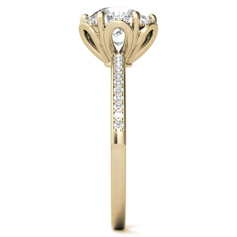 Round Brilliant Moissanite Floral Style Halo Ring