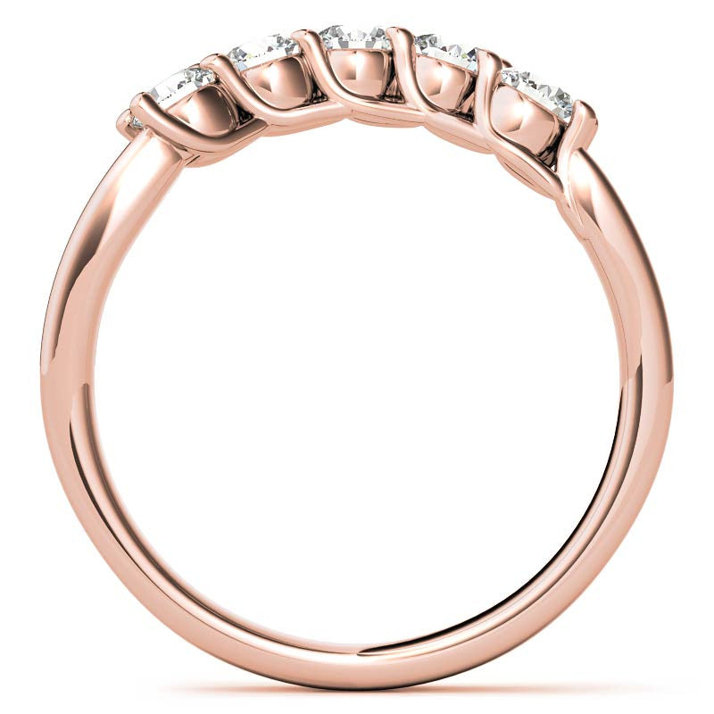 Round 6-Prong Trellis Three-Stone Moissanite Engagement Ring