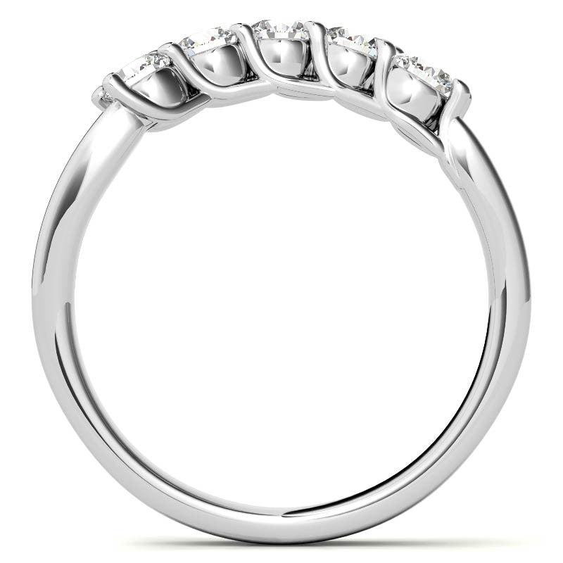 Round 6-Prong Trellis Three-Stone Moissanite Engagement Ring