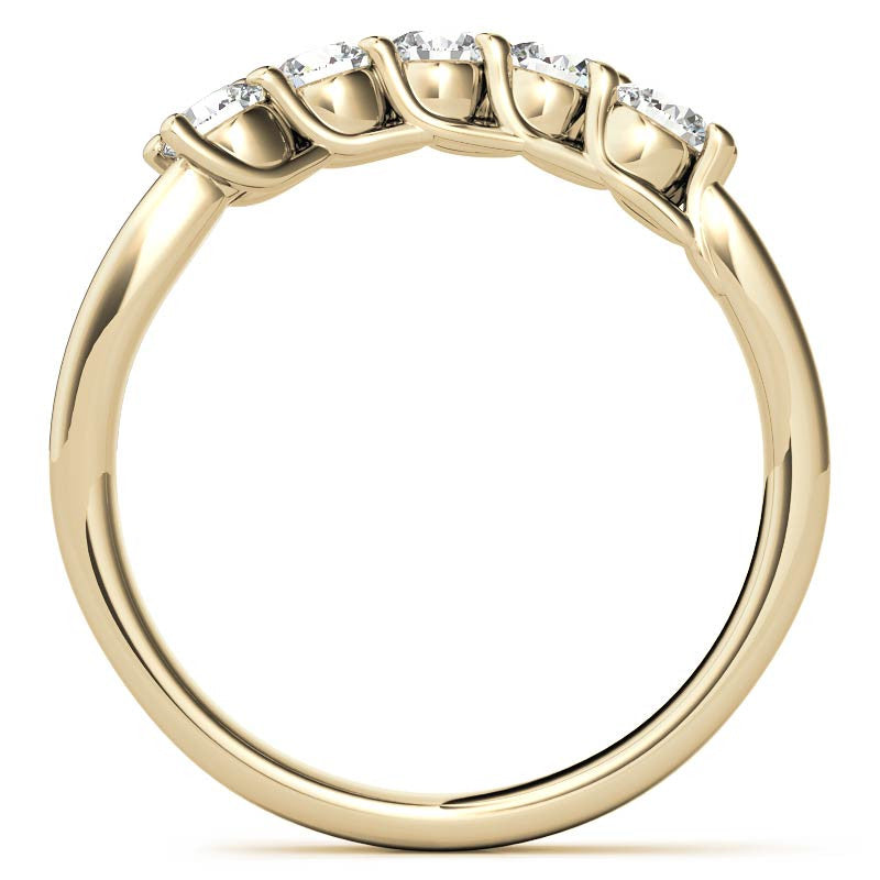 Round 6-Prong Trellis Three-Stone Moissanite Engagement Ring