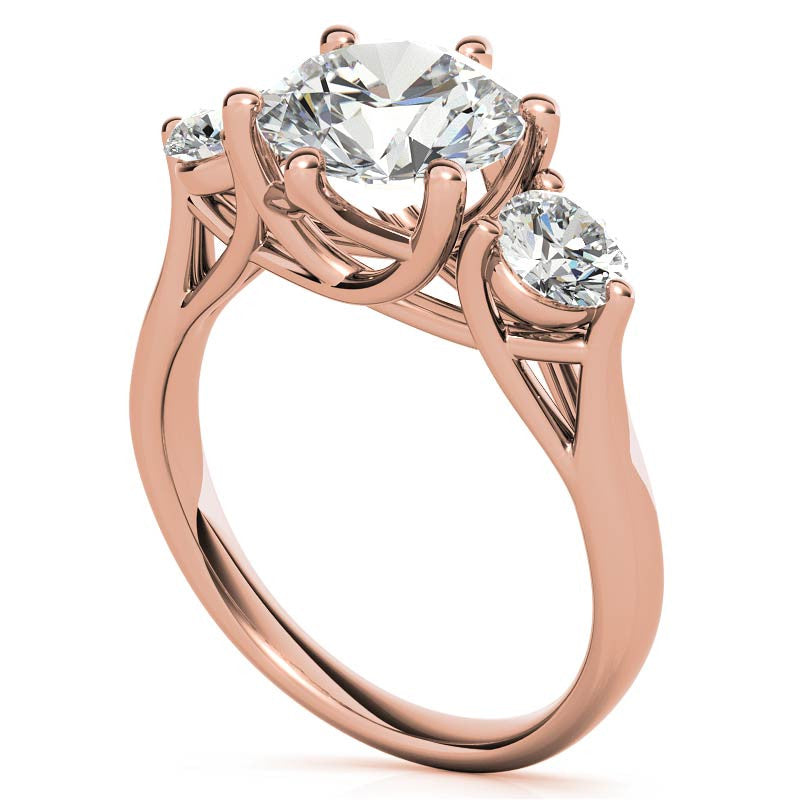 Round 6-Prong Trellis Three-Stone Moissanite Engagement Ring