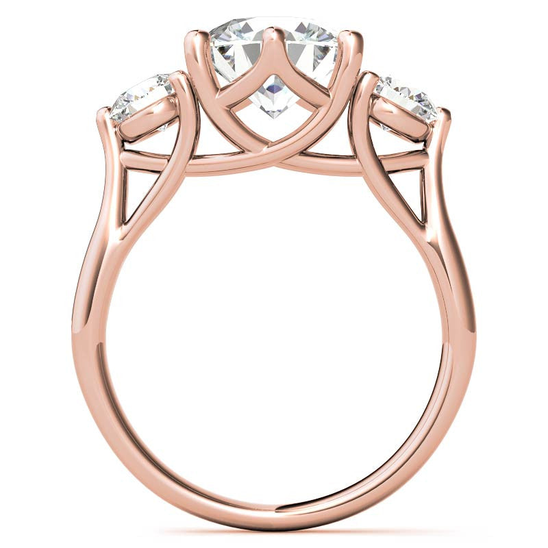 Round 6-Prong Trellis Three-Stone Moissanite Engagement Ring