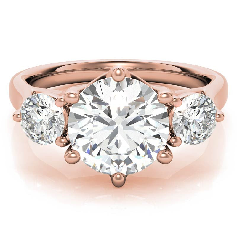 Round 6-Prong Trellis Three-Stone Moissanite Engagement Ring