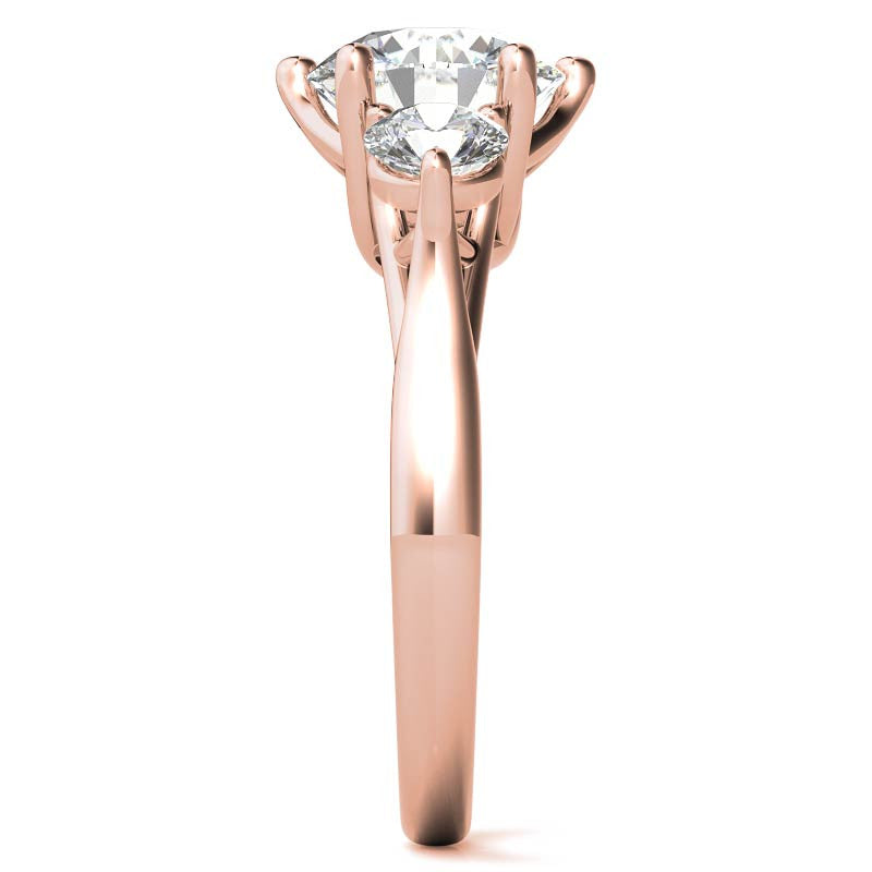 Round 6-Prong Trellis Three-Stone Moissanite Engagement Ring
