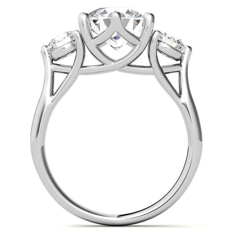 Round 6-Prong Trellis Three-Stone Moissanite Engagement Ring