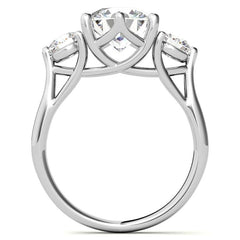 Round 6-Prong Trellis Three-Stone Moissanite Engagement Ring