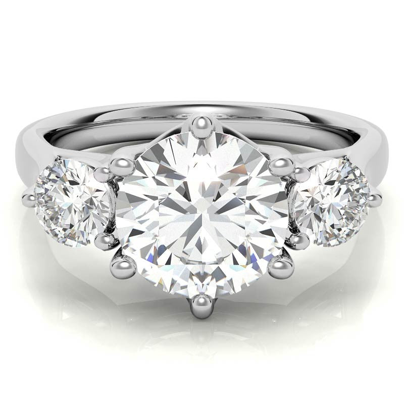 Round 6-Prong Trellis Three-Stone Moissanite Engagement Ring