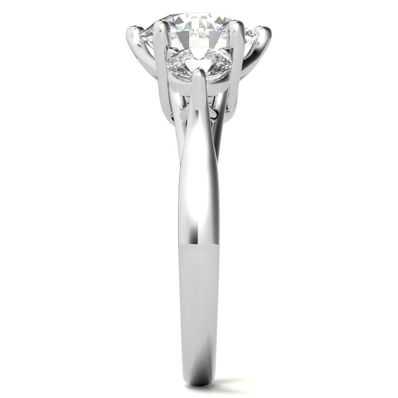 Round 6-Prong Trellis Three-Stone Moissanite Engagement Ring
