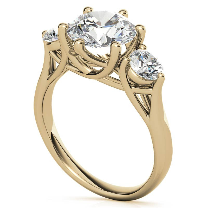 Round 6-Prong Trellis Three-Stone Moissanite Engagement Ring