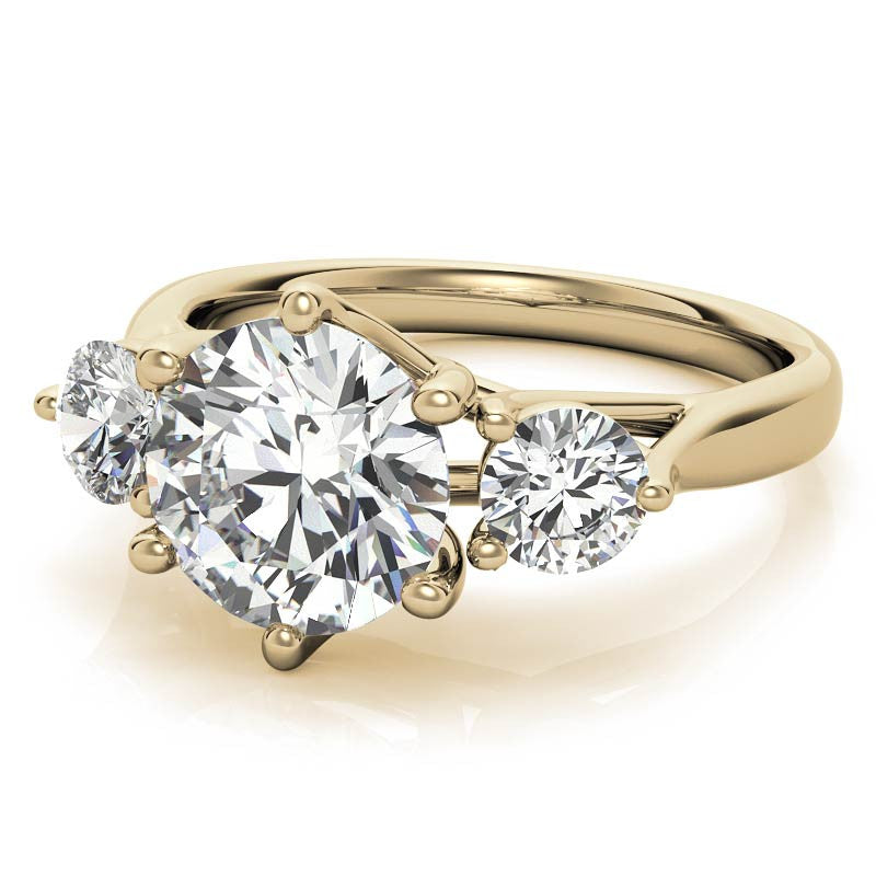 Round 6-Prong Trellis Three-Stone Moissanite Engagement Ring