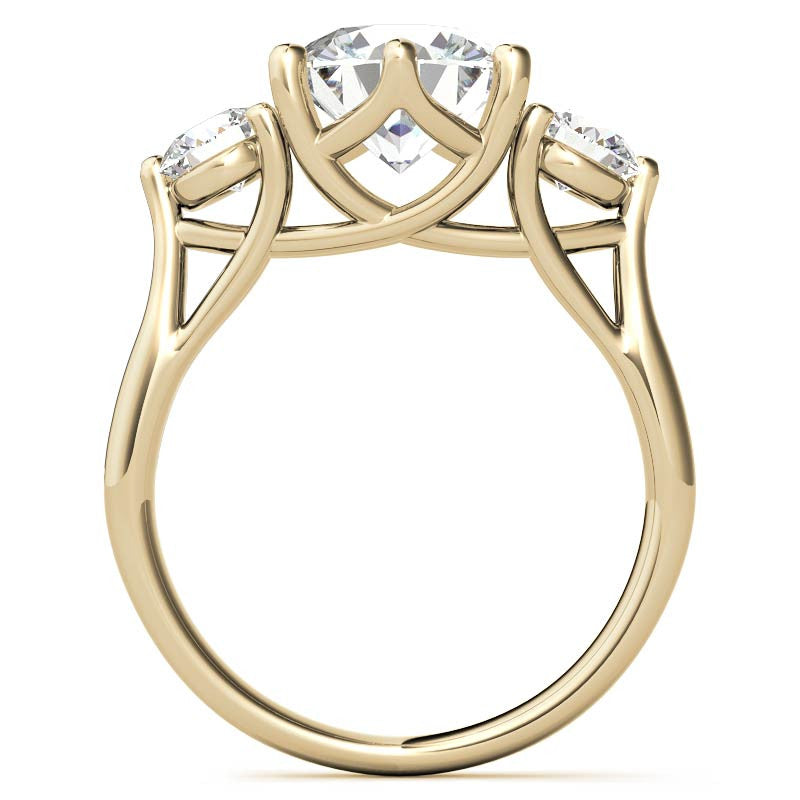 Round 6-Prong Trellis Three-Stone Moissanite Engagement Ring