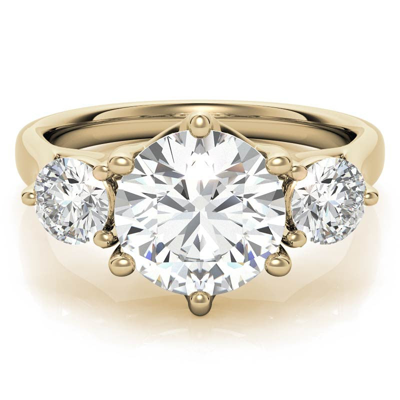 Round 6-Prong Trellis Three-Stone Moissanite Engagement Ring