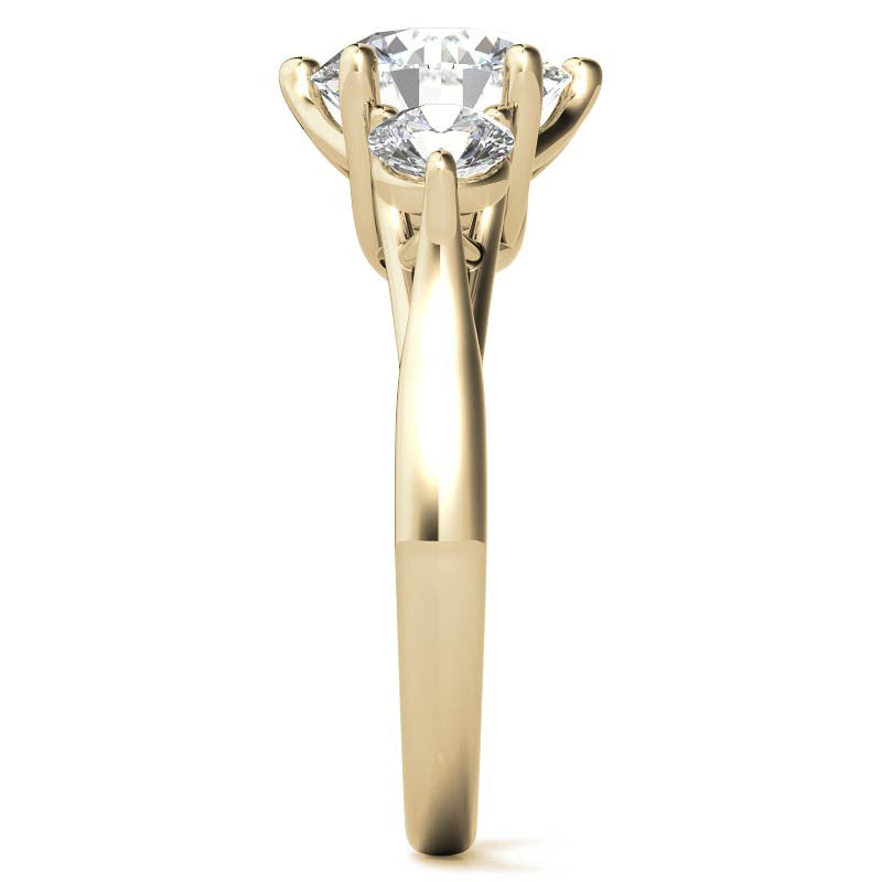 Round 6-Prong Trellis Three-Stone Moissanite Engagement Ring