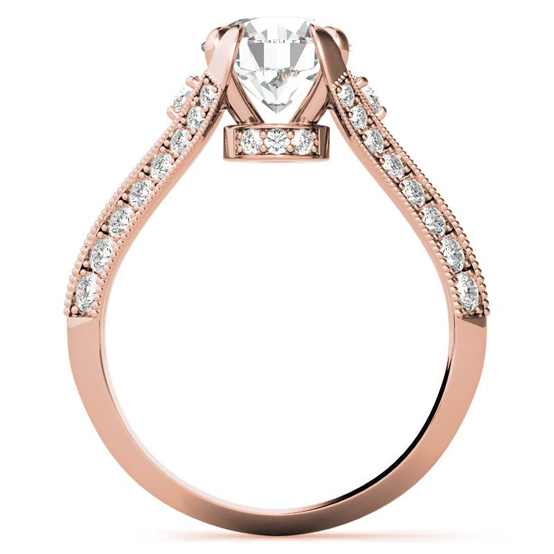 Round Split Shank Milgrain Moissanite Engagement Ring