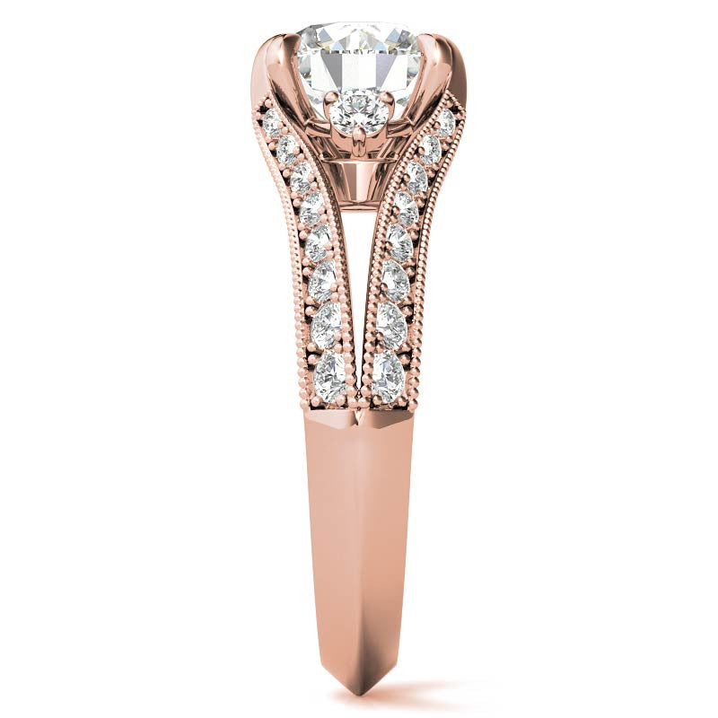 Round Split Shank Milgrain Moissanite Engagement Ring